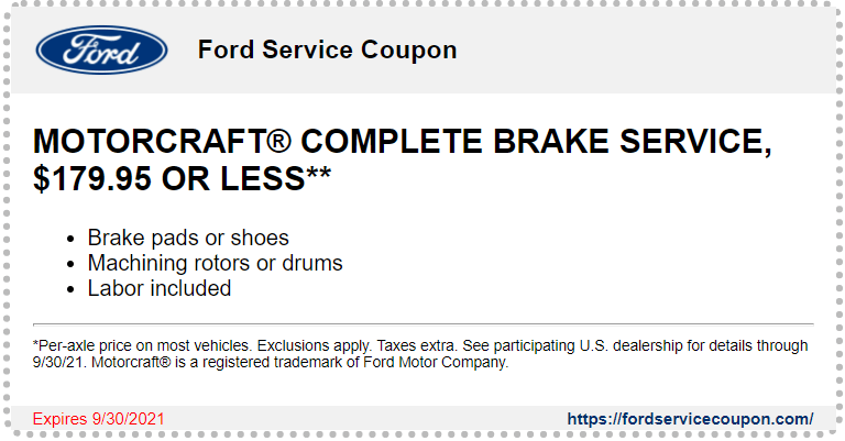 All Coupons Ford Service Coupon